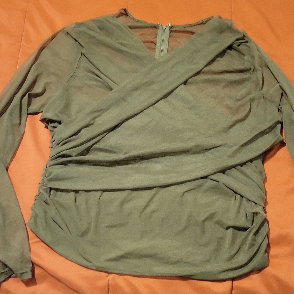 SHEIN Olive Wrap Blouse